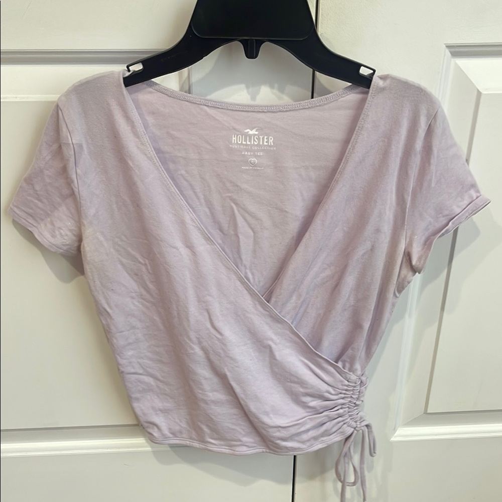 Hollister Purple Wrap Crop Blouse